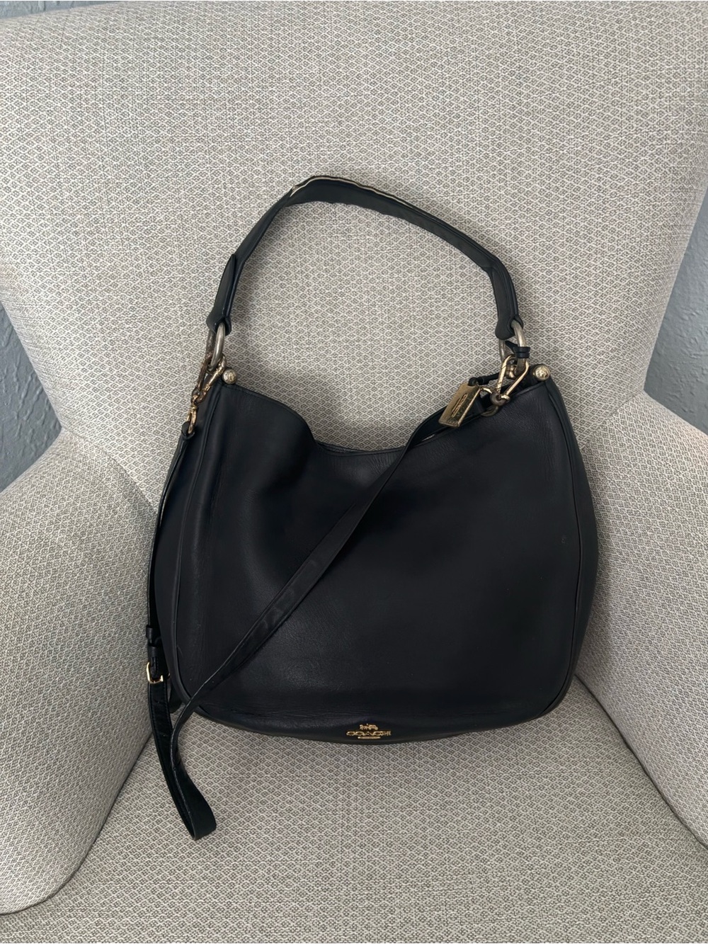 Coach Nomad Hobo Black Leather Shoulder with Gold Hardware
